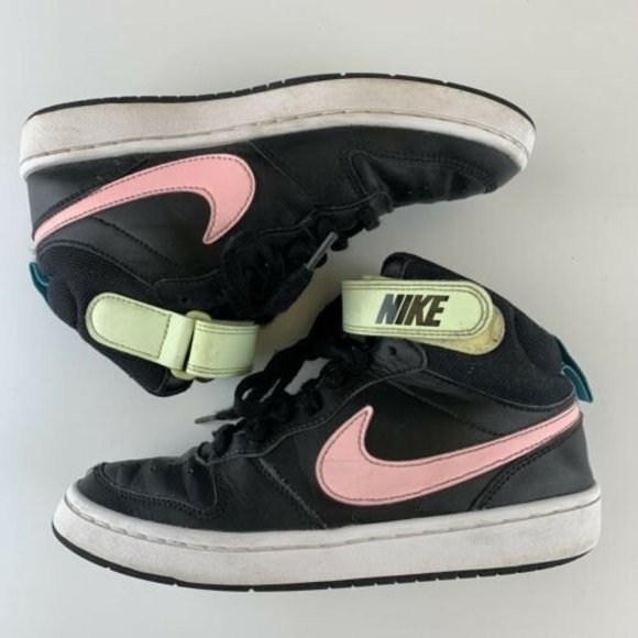 Nike Court Borough Mid 2 Basketball Youth Size 4.5 Black Pink Yellow CD7782-002 - Picture 3 of 10